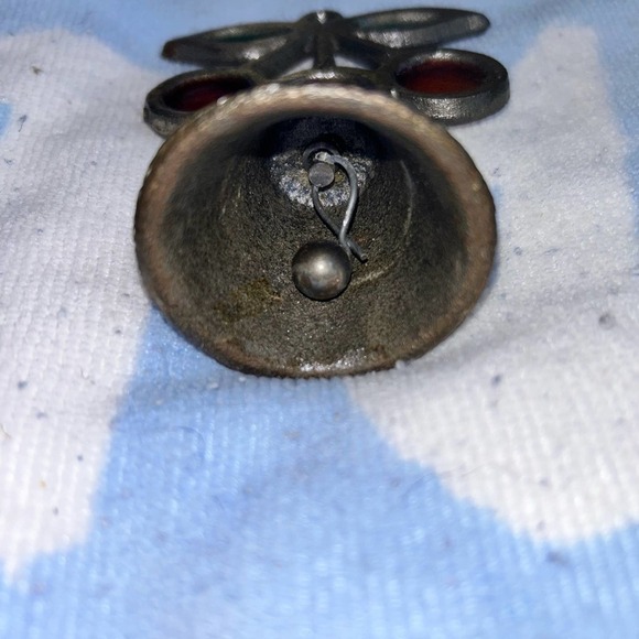 Vintage 1950’s Stained Glass Cherries Cast Iron Dinner Bell - Picture 5 of 7